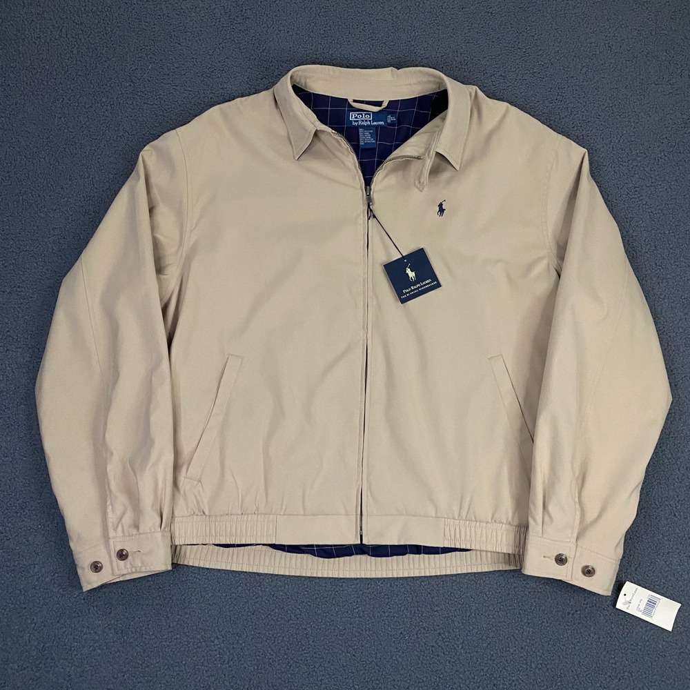 Polo Ralph Lauren Harrington Jacket Mens XL Beige Bi-Swing Lined Windbreaker NWT